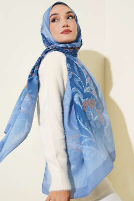 Piksel Paisley Desen Şal Mavi 