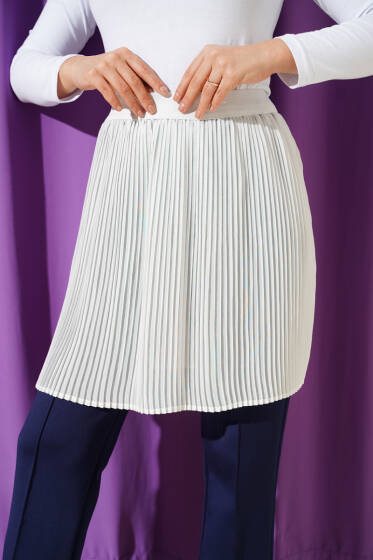 Pile Detaylı Gömlek Altı İçlik Beyaz - Kadın İçlik