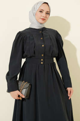 Pile Detaylı Jile Elbise Takım Lacivert - Elbise