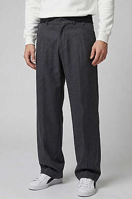 Pileli Bel Lastikli Baggy Erkek Pantolon Antrasit - Erkek Pantolon