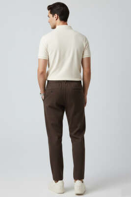 Pileli Bel Lastikli Baggy Erkek Pantolon Kahve - Erkek Pantolon