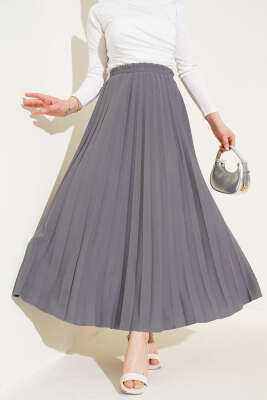 Pileli Beli Lastikli Etek Füme 