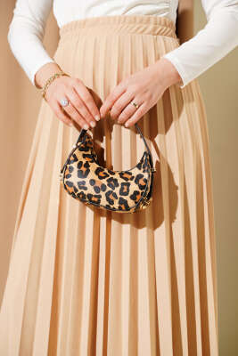  Pileli Beli Lastikli Etek Kum Bej - Uzun Etek