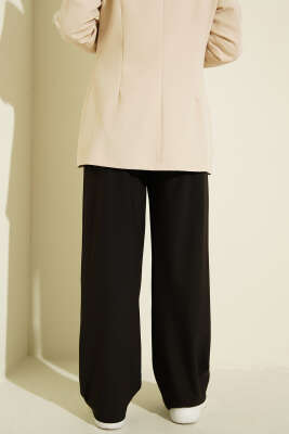 Pileli Çift Düğmeli Salaş Pantolon Acı Kahve - Pantolon