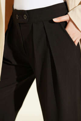 Pileli Çift Düğmeli Salaş Pantolon Acı Kahve - Pantolon