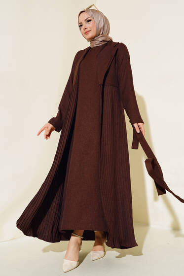 Pileli Jile Kap Takım Acı Kahve - İkili Takım