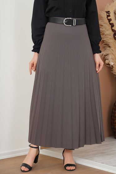 Pilise Detaylı Füme Etek - Uzun Etek