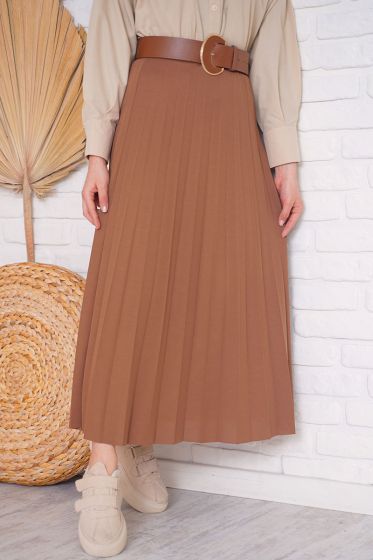 Pilise Detaylı Kiremit Etek - Uzun Etek