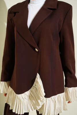 Pilise Detaylı Kruvaze İkili Takım Kahve - İkili Takım