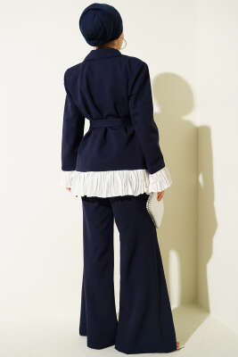 Pilise Detaylı Kruvaze İkili Takım Lacivert - İkili Takım