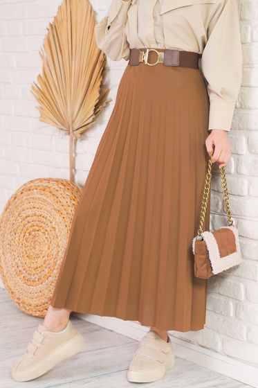 Pilise Detaylı Taba Etek - Uzun Etek