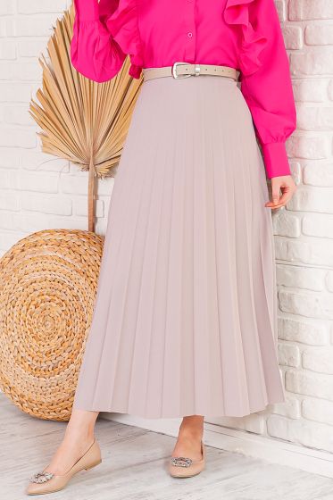 Pilise Detaylı Taş Etek - Uzun Etek