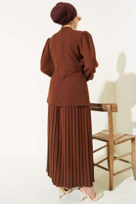 Pilise Etekli Tunik İkili Takım Kahve - 700-1000 TL Ürünler