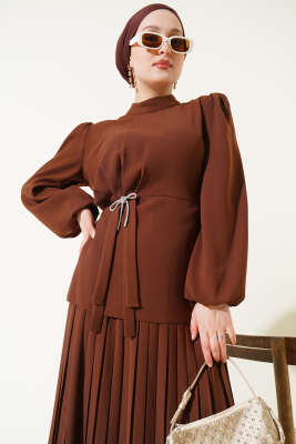 Pilise Etekli Tunik İkili Takım Kahve - 700-1000 TL Ürünler