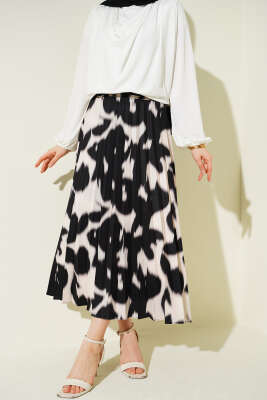 Piliseli Desenli Etek Siyah - ESTELLE