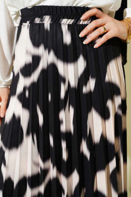 Piliseli Desenli Etek Siyah - Etek