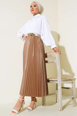 Piliseli Etek Vizon - Uzun Etek