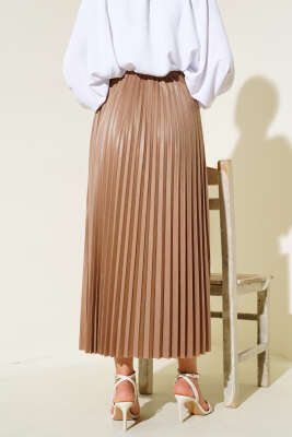 Piliseli Etek Vizon - Uzun Etek