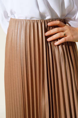 Piliseli Etek Vizon - Uzun Etek