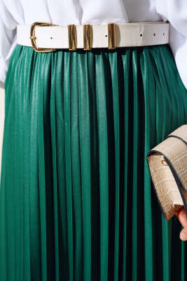 Piliseli Etek Zümrüt - Uzun Etek