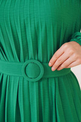 Piliseli Kemerli Ayrobin Elbise Benetton - Tesettür Elbise