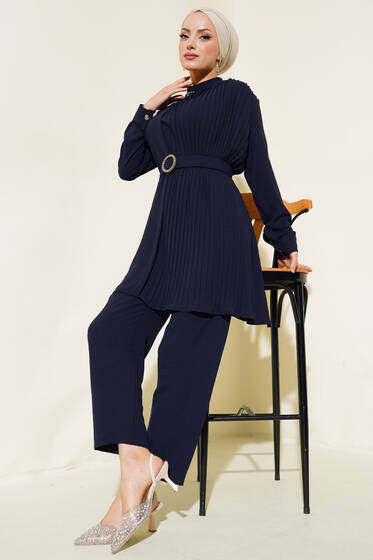 Piliseli Kemerli Takım Lacivert - İkili Takım