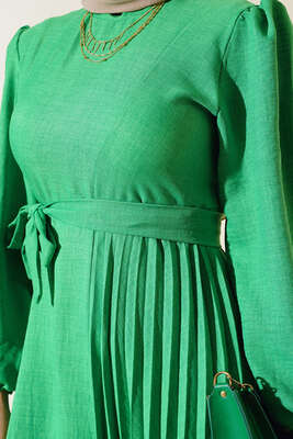 Piliseli Keten Elbise Benetton - Thumbnail