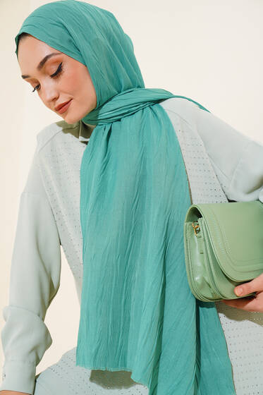Piliseli Pamuk Şal Mint - Düz Şal