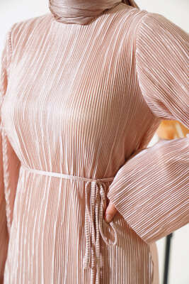 Piliseli Parlak Elbise Bisküvi - Tesettür Elbise