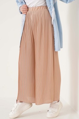 Piliseli Salaş Etek Pantolon Camel - Pantolon