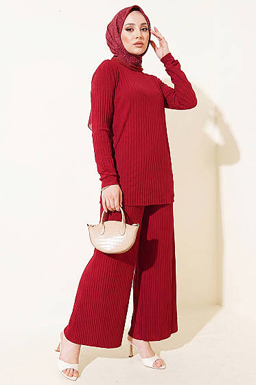 Piliseli Sandy İkili Takım Bordo - İkili Takım