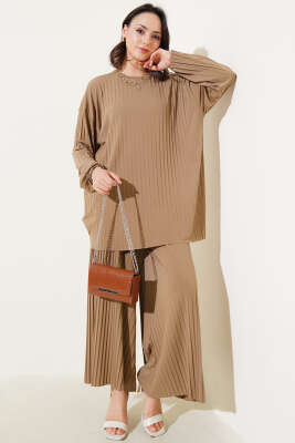 Piliseli Sandy Tunik İkili Takım Camel 