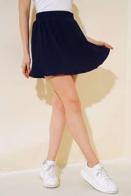 Piliseli Şort Etek Lacivert - LUSTRİN