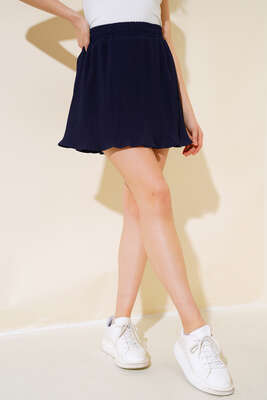 Piliseli Şort Etek Lacivert - Kadın Giyim Modelleri