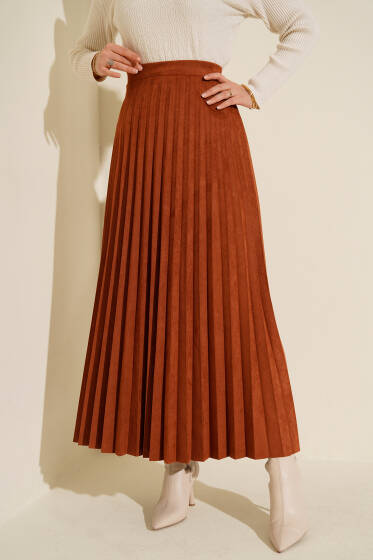 Piliseli Süet Etek Kiremit - Etek