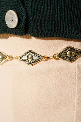 Piramit Desen Zincir Kemer Gold - Zincirli Kemer