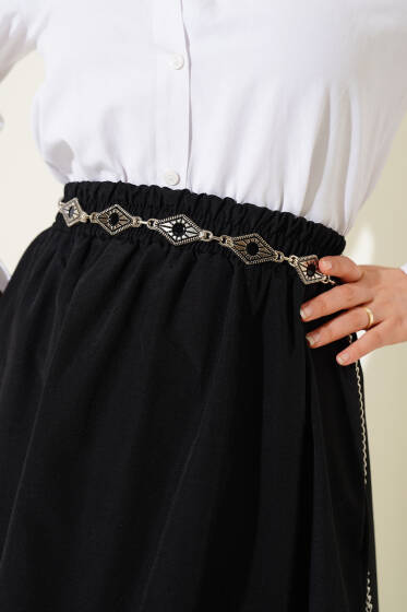 Piramit Desen Zincir Kemer Gümüş - Zincirli Kemer