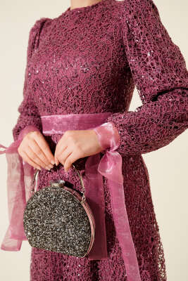 Pırıltı Pullu Abiye Elbise Magenta - Elbise