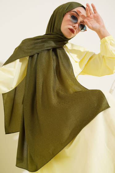 Pırıltı Soft Şal Haki - Başörtüsü