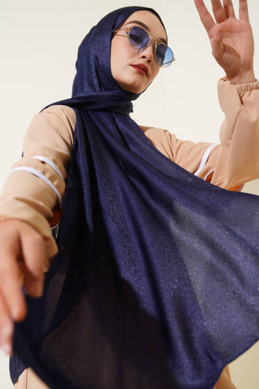 Pırıltı Soft Şal Lacivert - Başörtüsü