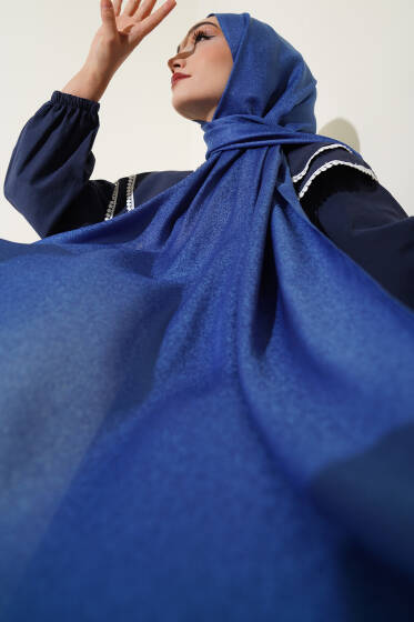 Pırıltı Soft Şal Mavi - Başörtüsü