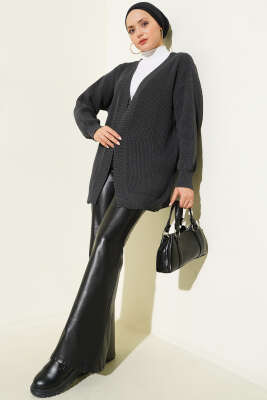 Pirinç Örgü Basic Triko Hırka Antrasit - Günün Seçilenleri