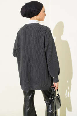 Pirinç Örgü Basic Triko Hırka Antrasit - Günün Seçilenleri