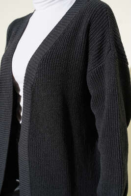 Pirinç Örgü Basic Triko Hırka Antrasit - Günün Seçilenleri