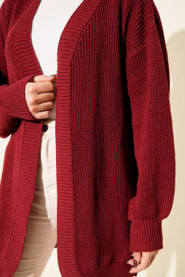 Pirinç Örgü Basic Triko Hırka Bordo - 100-300 TL Ürünler