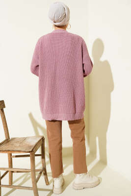 Pirinç Örgü Basic Triko Hırka Gül Kurusu - Yılın Fırsatı