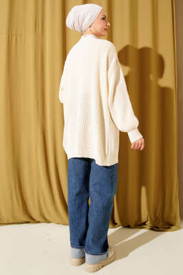 Pirinç Örgü Basic Triko Hırka Krem - Hırka