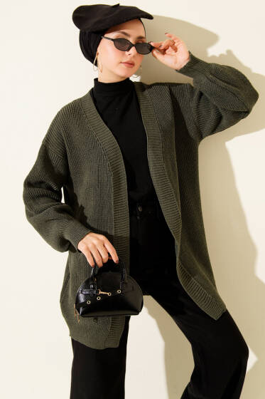 Pirinç Örgü Basic Triko Hırka Nefti - Hırka