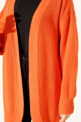 Pirinç Örgü Basic Triko Hırka Oranj - Hırka