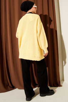 Pirinç Örgü Basic Triko Hırka Sarı - Hırka